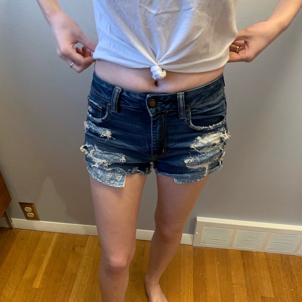 AEO high rise jean shorts